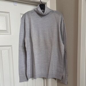 Banana Republic Cream Light Heather Purple Turtleneck Sweater Washable Merino Wo